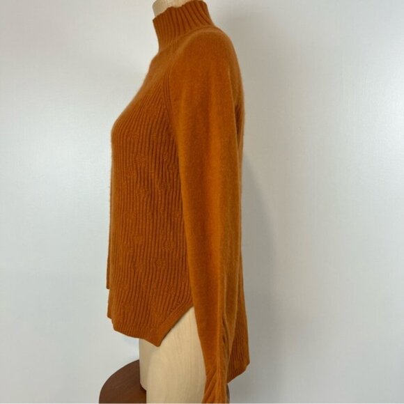 Mock High Neck Rust Orange Knit Long Sleep Pullover Fall Cozy Sweater Size Small - Picture 5 of 12